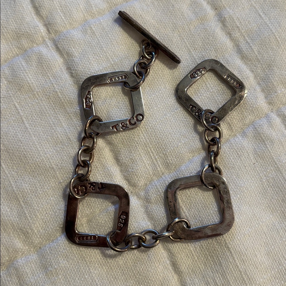 Tiffany & Co. Sterling Silver Square Link Chain Bracelet